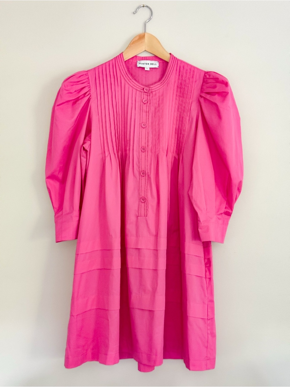 Hunter Bell Pink Sidney Dress Size XS Cotton Preppy Puff Sleeves